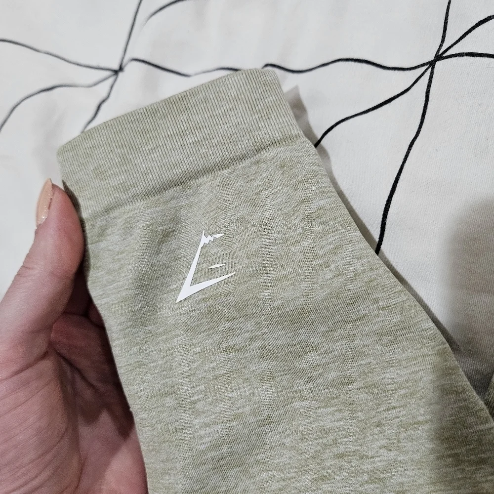 GYMSHARK Adapt Marl Seamless Leggings Moss Grey Beige Size Small - Picture 6 of 11